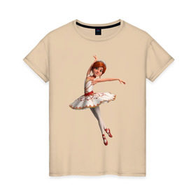 Женская футболка хлопок с принтом Балерина в Тюмени, 100% хлопок | прямой крой, круглый вырез горловины, длина до линии бедер, слегка спущенное плечо | балерина | виктор | камилла | одетта | опера | фелис