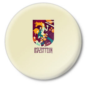 Значок с принтом Led Zeppelin Art в Тюмени,  металл | круглая форма, металлическая застежка в виде булавки | Тематика изображения на принте: poster