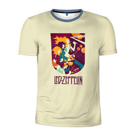 Мужская футболка 3D спортивная с принтом Led Zeppelin Art в Тюмени, 100% полиэстер с улучшенными характеристиками | приталенный силуэт, круглая горловина, широкие плечи, сужается к линии бедра | poster