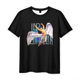 Мужская футболка 3D с принтом Led Zeppelin Angel в Тюмени, 100% полиэфир | прямой крой, круглый вырез горловины, длина до линии бедер | рок
