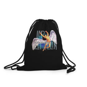 Рюкзак-мешок 3D с принтом Led Zeppelin Angel в Тюмени, 100% полиэстер | плотность ткани — 200 г/м2, размер — 35 х 45 см; лямки — толстые шнурки, застежка на шнуровке, без карманов и подкладки | рок