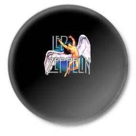 Значок с принтом Led Zeppelin Angel в Тюмени,  металл | круглая форма, металлическая застежка в виде булавки | Тематика изображения на принте: рок