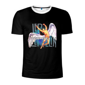 Мужская футболка 3D спортивная с принтом Led Zeppelin Angel в Тюмени, 100% полиэстер с улучшенными характеристиками | приталенный силуэт, круглая горловина, широкие плечи, сужается к линии бедра | рок