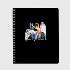Тетрадь с принтом Led Zeppelin Angel в Тюмени, 100% бумага | 48 листов, плотность листов — 60 г/м2, плотность картонной обложки — 250 г/м2. Листы скреплены сбоку удобной пружинной спиралью. Уголки страниц и обложки скругленные. Цвет линий — светло-серый
 | Тематика изображения на принте: рок