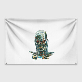 Флаг-баннер с принтом Терминатор в Тюмени, 100% полиэстер | размер 67 х 109 см, плотность ткани — 95 г/м2; по краям флага есть четыре люверса для крепления | арт | минимализм | мода | стиль