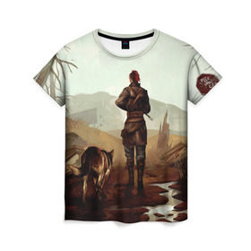 Женская футболка 3D с принтом FallOut4Girl в Тюмени, 100% полиэфир ( синтетическое хлопкоподобное полотно) | прямой крой, круглый вырез горловины, длина до линии бедер | dog | fallout4 | girl