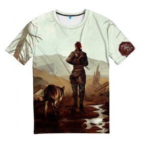 Мужская футболка 3D с принтом FallOut4Girl в Тюмени, 100% полиэфир | прямой крой, круглый вырез горловины, длина до линии бедер | Тематика изображения на принте: dog | fallout4 | girl