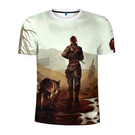 Мужская футболка 3D спортивная с принтом FallOut4Girl в Тюмени, 100% полиэстер с улучшенными характеристиками | приталенный силуэт, круглая горловина, широкие плечи, сужается к линии бедра | dog | fallout4 | girl