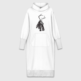 Платье удлиненное хлопок с принтом Адепт в Тюмени,  |  | готический | животное | лес | мистика | мрачное | ночь | олень | рога | страшное | череп