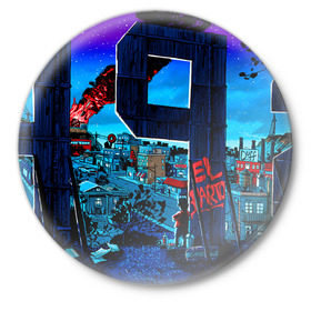 Значок с принтом El Barto в Тюмени,  металл | круглая форма, металлическая застежка в виде булавки | Тематика изображения на принте: bart | simpsons | барт | симпсоны