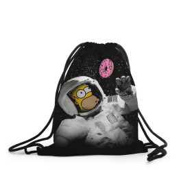 Рюкзак-мешок 3D с принтом Space Homer в Тюмени, 100% полиэстер | плотность ткани — 200 г/м2, размер — 35 х 45 см; лямки — толстые шнурки, застежка на шнуровке, без карманов и подкладки | homer | simpsons | гомер | симпсон | симпсоны