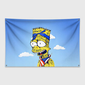 Флаг-баннер с принтом Aye` Caramba! в Тюмени, 100% полиэстер | размер 67 х 109 см, плотность ткани — 95 г/м2; по краям флага есть четыре люверса для крепления | bart | simpsons | барт | симпсон | симпсоны