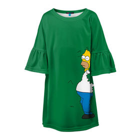 Детское платье 3D с принтом Green в Тюмени, 100% полиэстер | прямой силуэт, чуть расширенный к низу. Круглая горловина, на рукавах — воланы | homer | simpsons | гомер | симпсон | симпсоны