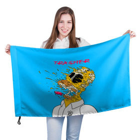 Флаг 3D с принтом TRASHER в Тюмени, 100% полиэстер | плотность ткани — 95 г/м2, размер — 67 х 109 см. Принт наносится с одной стороны | homer | simpsons | гомер | симпсон | симпсоны