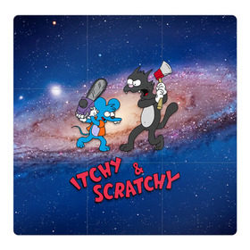 Магнитный плакат 3Х3 с принтом Itchy & Scratchy space в Тюмени, Полимерный материал с магнитным слоем | 9 деталей размером 9*9 см | simpsons | the itchy  scratchy | симпсоны | щекотка и царапка