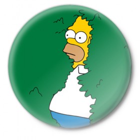 Значок с принтом Гомер в Тюмени,  металл | круглая форма, металлическая застежка в виде булавки | simpsons | гомер | симпсоны