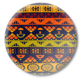 Значок с принтом Африканские символы в Тюмени,  металл | круглая форма, металлическая застежка в виде булавки | africa | pattern | африка | африканские мотивы | народы африки | национальная одежда | переплетение нитей | ткани | узор | этнический узор