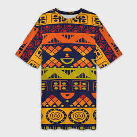 Платье-футболка 3D с принтом Африканские символы в Тюмени,  |  | africa | pattern | африка | африканские мотивы | народы африки | национальная одежда | переплетение нитей | ткани | узор | этнический узор