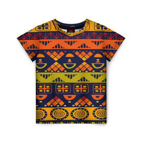 Детская футболка 3D с принтом Африканские символы в Тюмени, 100% гипоаллергенный полиэфир | прямой крой, круглый вырез горловины, длина до линии бедер, чуть спущенное плечо, ткань немного тянется | africa | pattern | африка | африканские мотивы | народы африки | национальная одежда | переплетение нитей | ткани | узор | этнический узор