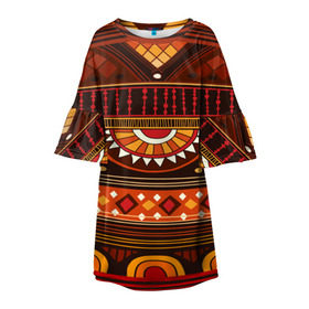 Детское платье 3D с принтом Узорная этника в Тюмени, 100% полиэстер | прямой силуэт, чуть расширенный к низу. Круглая горловина, на рукавах — воланы | africa | pattern | африка | африканские мотивы | народы африки | национальная одежда | переплетение нитей | ткани | узор | этнический узор
