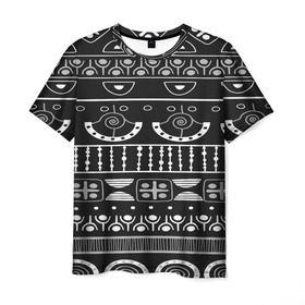 Мужская футболка 3D с принтом Black and White ethnic в Тюмени, 100% полиэфир | прямой крой, круглый вырез горловины, длина до линии бедер | pattern | индийские мотивы | индия | народы индии | национальная одежда | переплетение нитей | ткани | узор | этнический узор