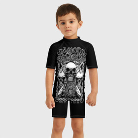Детский купальный костюм 3D с принтом Amon Amarth #3 в Тюмени, Полиэстер 85%, Спандекс 15% | застежка на молнии на спине | amart | amarth | amon | death | hegg | johan | metal | music | viking | амарз | амарс | амарт | амон | викинг | дет | дэт | йохан | метал | металл | хег | хегг
