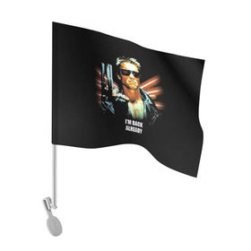 Флаг для автомобиля с принтом Терминатор: Я уже вернулся. 3D в Тюмени, 100% полиэстер | Размер: 30*21 см | terminator | терминатор
