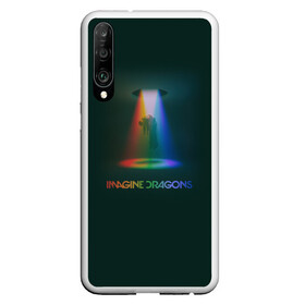 Чехол для Honor P30 с принтом Imagine Dragons Light в Тюмени, Силикон | Область печати: задняя сторона чехла, без боковых панелей | Тематика изображения на принте: demons | evolve | mirrors | radioactive | драконы | космос | музыка | нло | ночь | поп | радуга | рок | свет