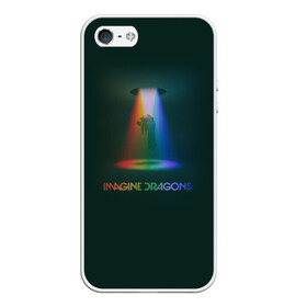 Чехол для iPhone 5/5S матовый с принтом Imagine Dragons Light в Тюмени, Силикон | Область печати: задняя сторона чехла, без боковых панелей | demons | evolve | mirrors | radioactive | драконы | космос | музыка | нло | ночь | поп | радуга | рок | свет