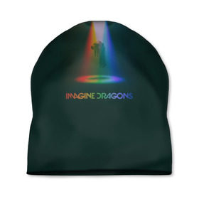 Шапка 3D с принтом Imagine Dragons Light в Тюмени, 100% полиэстер | универсальный размер, печать по всей поверхности изделия | Тематика изображения на принте: demons | evolve | mirrors | radioactive | драконы | космос | музыка | нло | ночь | поп | радуга | рок | свет