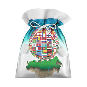 Подарочный 3D мешок с принтом Флаги в Тюмени, 100% полиэстер | Размер: 29*39 см | америка | казахстан | карта | россия | туризм | флаг | флаги | шар