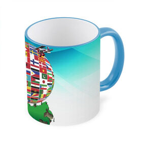 Кружка 3D с принтом Флаги в Тюмени, керамика | ёмкость 330 мл | америка | казахстан | карта | россия | туризм | флаг | флаги | шар