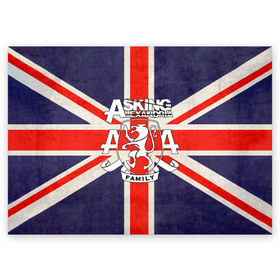 Поздравительная открытка с принтом Asking Alexandria флаг Англии в Тюмени, 100% бумага | плотность бумаги 280 г/м2, матовая, на обратной стороне линовка и место для марки
 | бен брюс | герб | группа | джеймс касселлс | дэнни уорсноп | жанр | кэмерон лидделл | лев | музыка | музыканты | песни | рок | сэм бэттли | хэви метал | электроникор