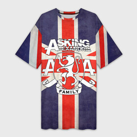 Платье-футболка 3D с принтом Asking Alexandria флаг Англии в Тюмени,  |  | бен брюс | герб | группа | джеймс касселлс | дэнни уорсноп | жанр | кэмерон лидделл | лев | музыка | музыканты | песни | рок | сэм бэттли | хэви метал | электроникор