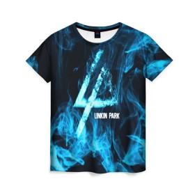 Женская футболка 3D с принтом Linkin Park синий дым в Тюмени, 100% полиэфир ( синтетическое хлопкоподобное полотно) | прямой крой, круглый вырез горловины, длина до линии бедер | альтернативный рок | линкин парк