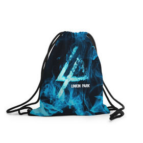 Рюкзак-мешок 3D с принтом Linkin Park синий дым в Тюмени, 100% полиэстер | плотность ткани — 200 г/м2, размер — 35 х 45 см; лямки — толстые шнурки, застежка на шнуровке, без карманов и подкладки | альтернативный рок | линкин парк