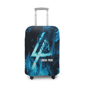 Чехол для чемодана 3D с принтом Linkin Park синий дым в Тюмени, 86% полиэфир, 14% спандекс | двустороннее нанесение принта, прорези для ручек и колес | альтернативный рок | линкин парк