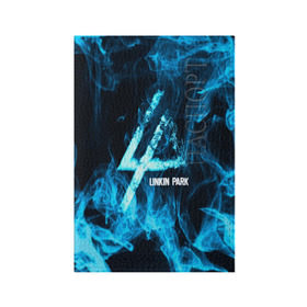 Обложка для паспорта матовая кожа с принтом Linkin Park синий дым в Тюмени, натуральная матовая кожа | размер 19,3 х 13,7 см; прозрачные пластиковые крепления | Тематика изображения на принте: альтернативный рок | линкин парк
