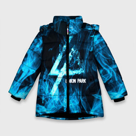 Зимняя куртка для девочек 3D с принтом Linkin Park синий дым в Тюмени, ткань верха — 100% полиэстер; подклад — 100% полиэстер, утеплитель — 100% полиэстер. | длина ниже бедра, удлиненная спинка, воротник стойка и отстегивающийся капюшон. Есть боковые карманы с листочкой на кнопках, утяжки по низу изделия и внутренний карман на молнии. 

Предусмотрены светоотражающий принт на спинке, радужный светоотражающий элемент на пуллере молнии и на резинке для утяжки. | альтернативный рок | линкин парк