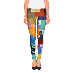 Леггинсы 3D с принтом Цветные лоскуты в Тюмени, 80% полиэстер, 20% эластан | Эластичный пояс, зауженные к низу, низкая посадка | color | spray | капли красок | лоскуты | одежда | радуга | разноцветные | цветные