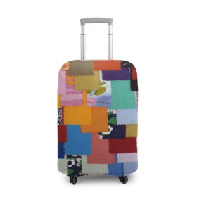Чехол для чемодана 3D с принтом Цветные лоскуты в Тюмени, 86% полиэфир, 14% спандекс | двустороннее нанесение принта, прорези для ручек и колес | color | spray | капли красок | лоскуты | одежда | радуга | разноцветные | цветные