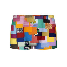 Мужские трусы 3D с принтом Цветные лоскуты в Тюмени, 50% хлопок, 50% полиэстер | классическая посадка, на поясе мягкая тканевая резинка | color | spray | капли красок | лоскуты | одежда | радуга | разноцветные | цветные