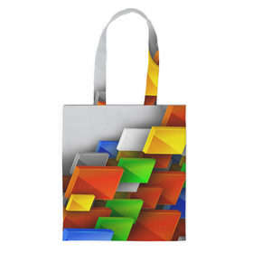 Сумка 3D повседневная с принтом Абстрактные фигуры в Тюмени, 100% полиэстер | Плотность: 200 г/м2; Размер: 34×35 см; Высота лямок: 30 см | грань | краски | кубик | кубики | линии | мозаика | разноцветные кубы | ребро | текстура | тени | узор