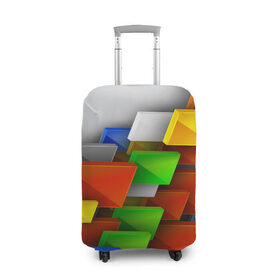 Чехол для чемодана 3D с принтом Абстрактные фигуры в Тюмени, 86% полиэфир, 14% спандекс | двустороннее нанесение принта, прорези для ручек и колес | грань | краски | кубик | кубики | линии | мозаика | разноцветные кубы | ребро | текстура | тени | узор