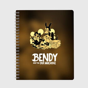 Тетрадь с принтом Bendy and the ink machine (3D) в Тюмени, 100% бумага | 48 листов, плотность листов — 60 г/м2, плотность картонной обложки — 250 г/м2. Листы скреплены сбоку удобной пружинной спиралью. Уголки страниц и обложки скругленные. Цвет линий — светло-серый
 | bendy | horror | ink | machine