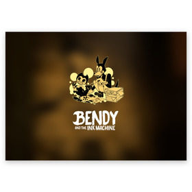 Поздравительная открытка с принтом Bendy and the ink machine (3D) в Тюмени, 100% бумага | плотность бумаги 280 г/м2, матовая, на обратной стороне линовка и место для марки
 | bendy | horror | ink | machine