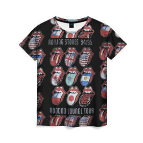 Женская футболка 3D с принтом The Rolling Stones в Тюмени, 100% полиэфир ( синтетическое хлопкоподобное полотно) | прямой крой, круглый вырез горловины, длина до линии бедер | англия | аргентина | блюз рок | канада | мик джаггер | музыка | песни | психоделический рок | ритм н блюз | рок | рок н ролл | ролинг | рот | стоун | стоунз | сша | флаг | язык | япония