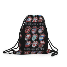 Рюкзак-мешок 3D с принтом The Rolling Stones в Тюмени, 100% полиэстер | плотность ткани — 200 г/м2, размер — 35 х 45 см; лямки — толстые шнурки, застежка на шнуровке, без карманов и подкладки | Тематика изображения на принте: англия | аргентина | блюз рок | канада | мик джаггер | музыка | песни | психоделический рок | ритм н блюз | рок | рок н ролл | ролинг | рот | стоун | стоунз | сша | флаг | язык | япония