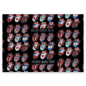 Поздравительная открытка с принтом The Rolling Stones в Тюмени, 100% бумага | плотность бумаги 280 г/м2, матовая, на обратной стороне линовка и место для марки
 | Тематика изображения на принте: англия | аргентина | блюз рок | канада | мик джаггер | музыка | песни | психоделический рок | ритм н блюз | рок | рок н ролл | ролинг | рот | стоун | стоунз | сша | флаг | язык | япония