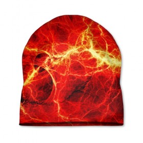 Шапка 3D с принтом Огненные молнии в Тюмени, 100% полиэстер | универсальный размер, печать по всей поверхности изделия | абстракции | арт | молния | огонь | полосы | узорыpattern
